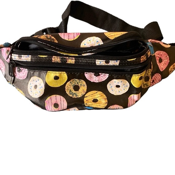 Handbags - Black Fanny Pack with Donuts